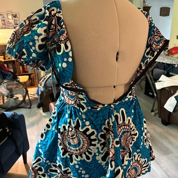 ÖFUURË African Print Off-Shoulder Mini Dress L/XL - Picture 5 of 10